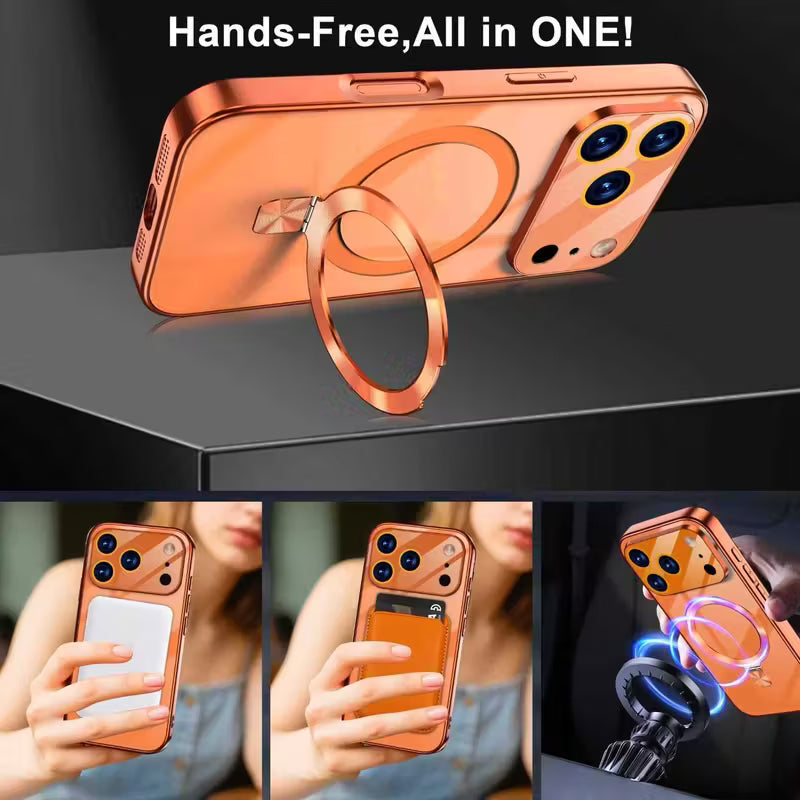 حافظة هاتف فاخرة بحامل مغناطيسي بتصميم أصلي من سلسلة 17 لأجهزة iPhone