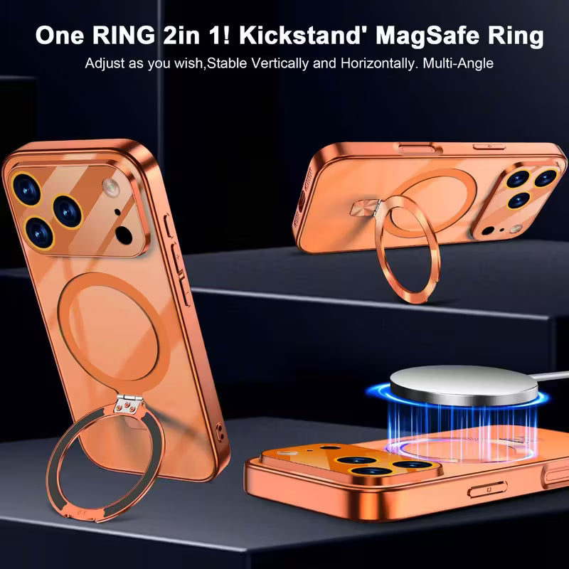 حافظة هاتف فاخرة بحامل مغناطيسي بتصميم أصلي من سلسلة 17 لأجهزة iPhone